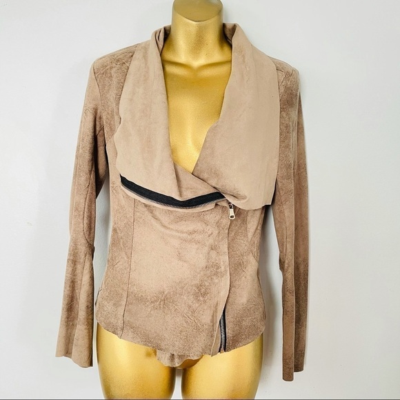 Zara Tan Moto Suede Jacket Size XS | Minimal Chic Fall 2025 Streetwear - Picture 5 of 7